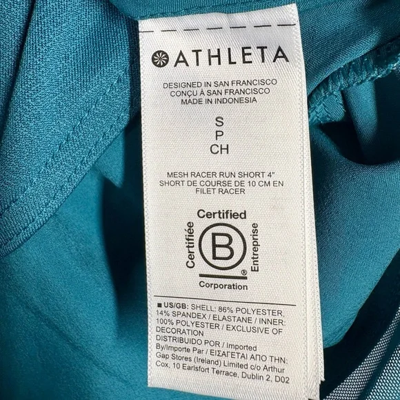 NWT Athleta Mesh Racer Run Athletic Short 4” in Teal/Dark Blue. Small - Picture 7 of 8